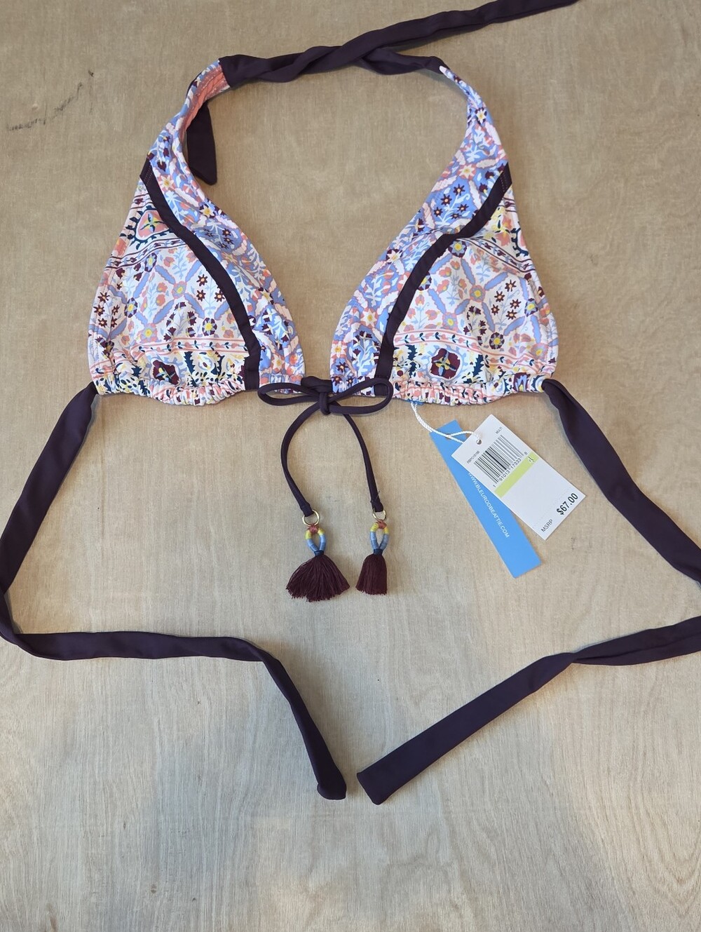 Moroccan Tile Plum Sliding Bikini Top